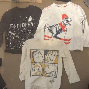 5 for $25!! Disney Kids Long Sleeve Tees - Black, White, Cream with Fun Graphics